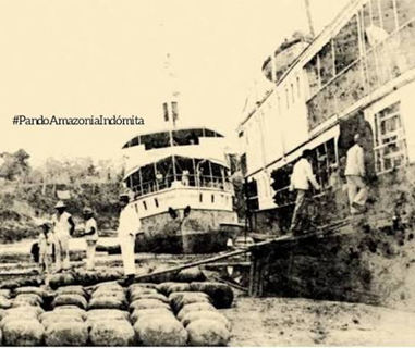 Imagen histórica del comercio y transporte en Cobija